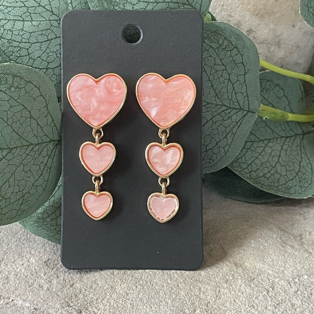 Pink heart earrings
